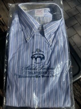 Brooks Brothers Makers Shirt 15.5 4 Blue White Stripe USA NWT Button Down